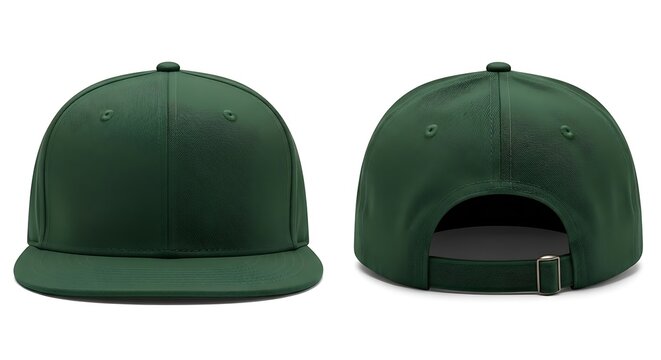 mockup of a forest green color snapback cap