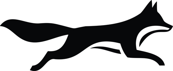 Obraz premium Running fox silhouette stylized dynamic motion isolated vector