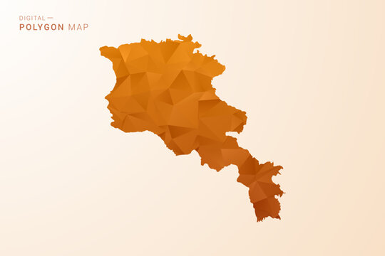 Armenia Map - Low Poly Polygon Vector Illustration in Orange Hue, Clean Geometric Style, Isolated on White Background.