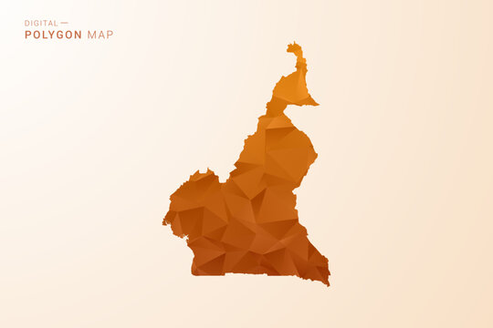 Cameroon Map - Low Poly Polygon Vector Illustration in Orange Hue, Clean Geometric Style, Isolated on White Background.