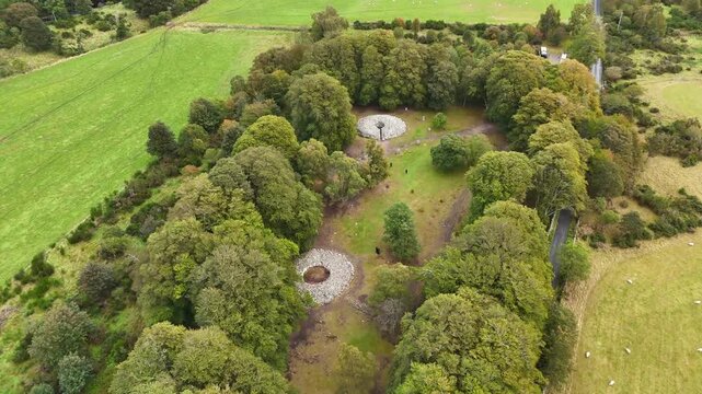 Cinematic Aerial View of Clava Cairns Bronze Age Burial Ground, Scotland - 4K Drone Footage