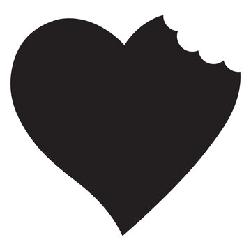 Heart with bite silhouette