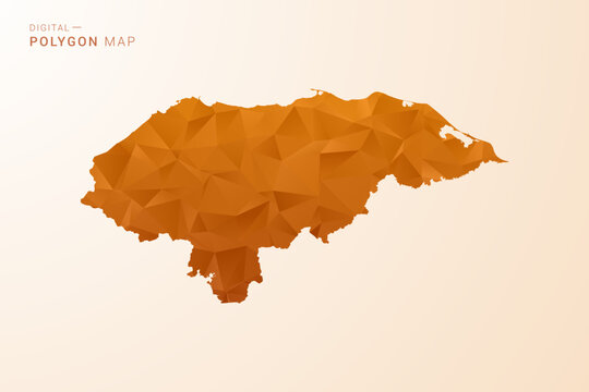 Honduras Map - Low Poly Polygon Vector Illustration in Orange Hue, Clean Geometric Style, Isolated on White Background.