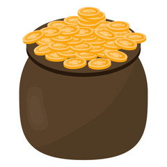 Pot coin gold clover flat