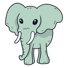 Fototapeta premium Cute elephant ivory ear trunk flat