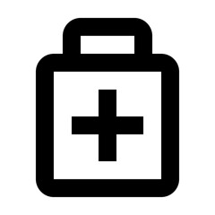 Obraz premium Minimalist black outline first aid kit icon on white background for medical emergency healthcare branding and professional hospital user interface design.