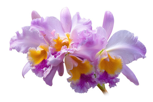 Vibrant cattleya orchids on transparent background