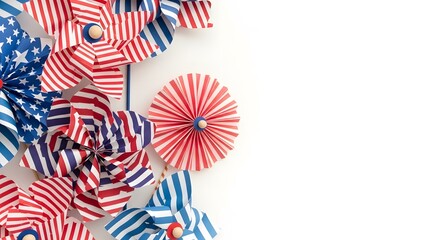 Fototapeta premium Patriotic ribbon decorations for 4th of july celebrations