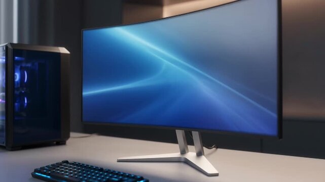 Modern Gaming PC Setup with RGB Lighting and Peripherals.