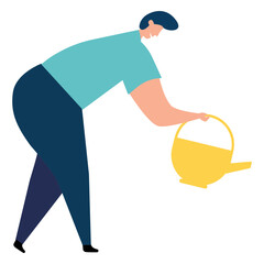 Watering pot watering can woman flat watering © Vexels