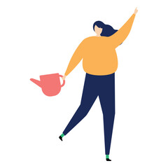 Watering can watering pot woman flat watering © Vexels