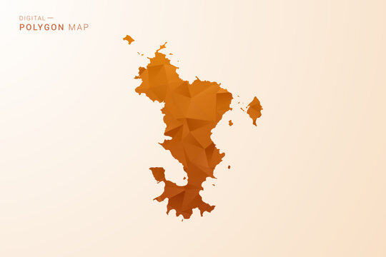 Mayotte Map - Low Poly Polygon Vector Illustration in Orange Hue, Clean Geometric Style, Isolated on White Background.