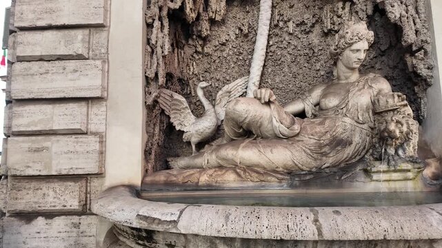Statue Of Roman Goddess Juno At Porta Pia Rome Slow Motion