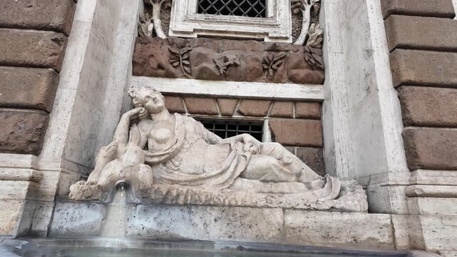 Cinematic Close Up Statue Of Goddess Diana Porta Pia Rome