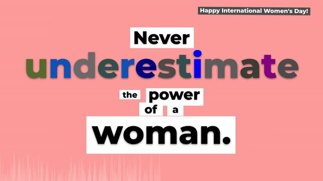 Empowering graphic for International Womens Day Never underestimate the power of a woman