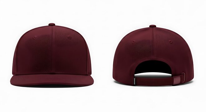 mockup of a bordeaux color snapback cap