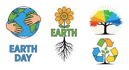 Fototapeta premium Vibrant Earth Day illustrations promoting sustainability and eco-friendliness