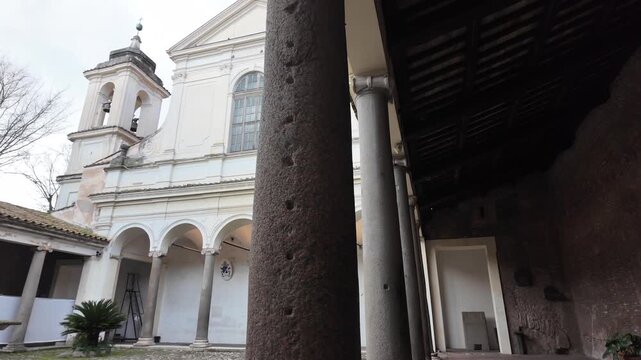 Ancient Atrium Courtyard Of Basilica San Clemente Rome