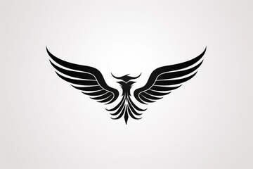 Obraz premium Phoenix bird spreading its wings, symbolizing rebirth and strength as a tribal logo design