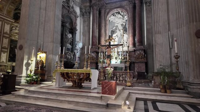 Interior Of Basilica San Giovanni Dei Fiorentini Rome Slow Motion