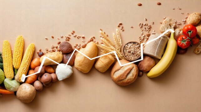 Food Commodities Growth Visualization with Graph Overlay and Natural Ingredients