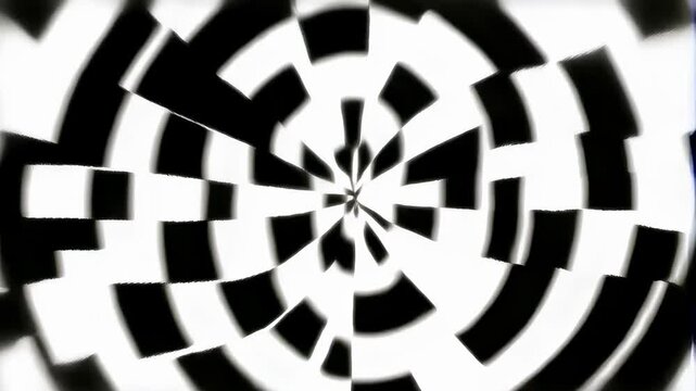 Abstract black and white spiral pattern animation. Dynamic visual effect for creative projects, representing motion and transformation