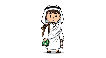 Naklejka premium A young boy dressed in traditional Middle Eastern clothing smiling