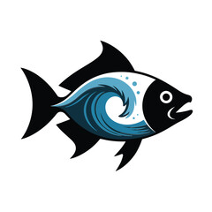 Obraz premium Stylized fish illustration with wave design on a white background