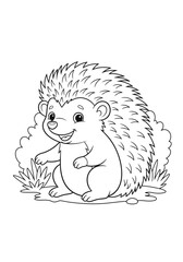 Fototapeta premium Happy cartoon hedgehog standing with a friendly smile in a vector graphic illustration design
