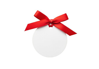 A white bauble with a red ribbon bow on top against a white background isolated on transparent background 'Png