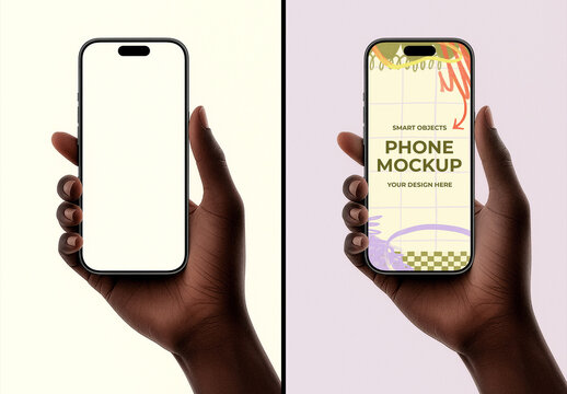 Hand Holding Smartphone with Light Background Mockup