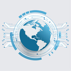 Fototapeta premium Abstract Globe Technology Futuristic Digital Network Concept Global Connection