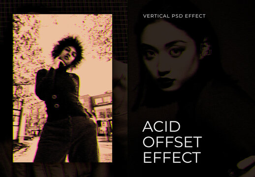 Acid Offset Vertical Image Effect Mockup