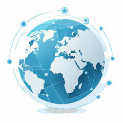 Naklejka premium Global network connecting world with digital lines and glowing points on globe