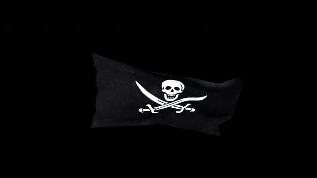 Pirates Black Flag_V2
A Jolly Roger pirate flag flutters in the wind. Transparent background. Alpha channel.