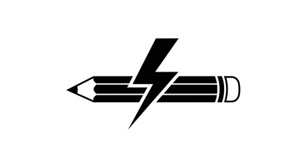 Fototapeta premium Pencil with lightning bolt symbol representing creative energy and fast ideas