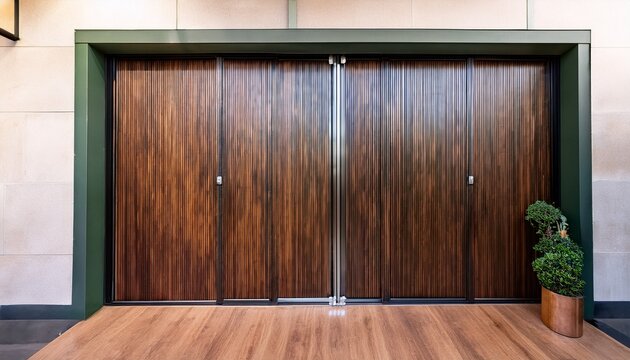 single panel sliding door rendered in 3d featuring iroko veneered wood