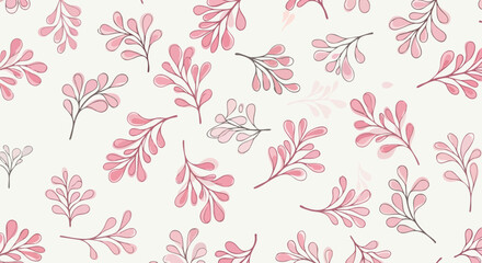 Fototapeta premium Set of pink leaf illustrations vector