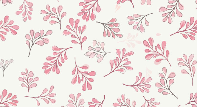 Set of pink leaf illustrations vector
