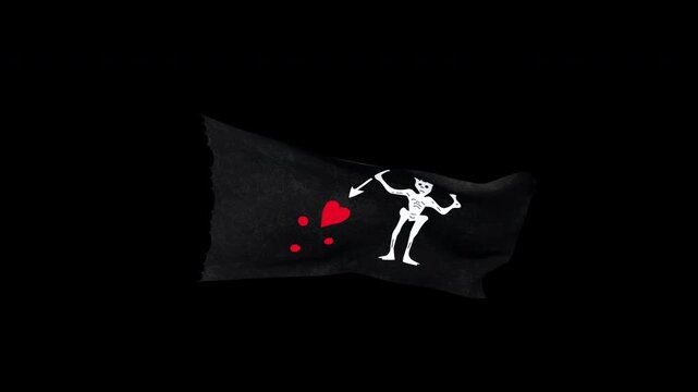 Pirates Black Flag_V3
A Jolly Roger pirate flag flutters in the wind. Transparent background. Alpha channel.