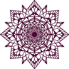 Purple mandala on transparent background. geometric floral pattern artwork