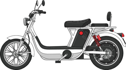 Fototapeta premium Modern electric moped scooter vector illustration featuring white frame red suspension springs and black seat for urban transportation