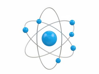 Illustration of an atom with a central nucleus and orbiting electrons