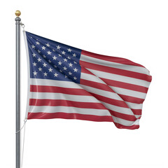 Obraz premium The american flag waving on a pole