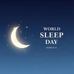 Naklejka premium World sleep day poster with crescent moon and stars on blue background