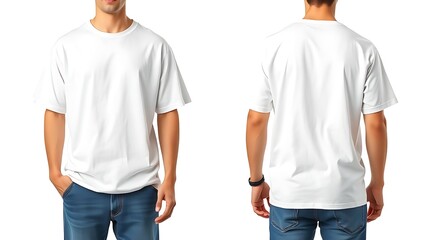 Young man in oversized t-shirt, presenting modern and casual fashion style.