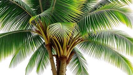 Fototapeta premium Tropical coconut palm cluster with textured trunks, isolated for a clean and natural look.