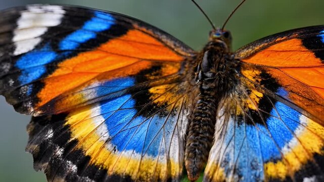 Vibrant butterfly close up detailed wing patterns against natural background