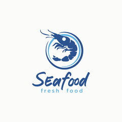 Obraz premium Shrimp Seafood Logo Design Concept Restaurant 