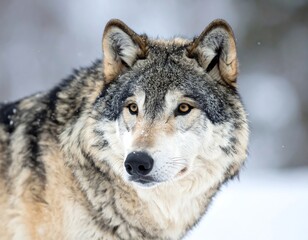 Obraz premium Captivating portrait of a gray wolf in its natural habitat.